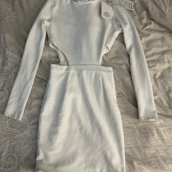 NWT Oh Polly Bling It On Diamante Suede Mini Dress in White (D3) - Picture 3 of 6